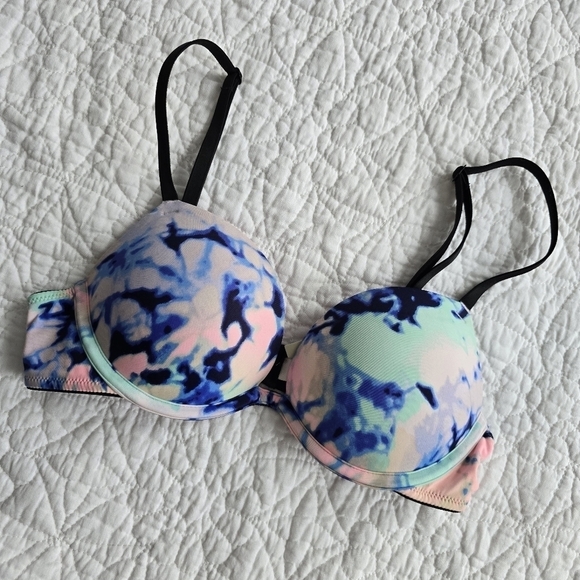 PINK Victoria's Secret Wear Everywhere Super Push Up Tie-Dye Bra - Picture 1 of 9